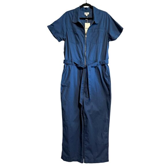 Pact Boulevard French Navy Brushed Twill Zip Tie Waist Jumpsuit NWT Size XL - Picture 1 of 15